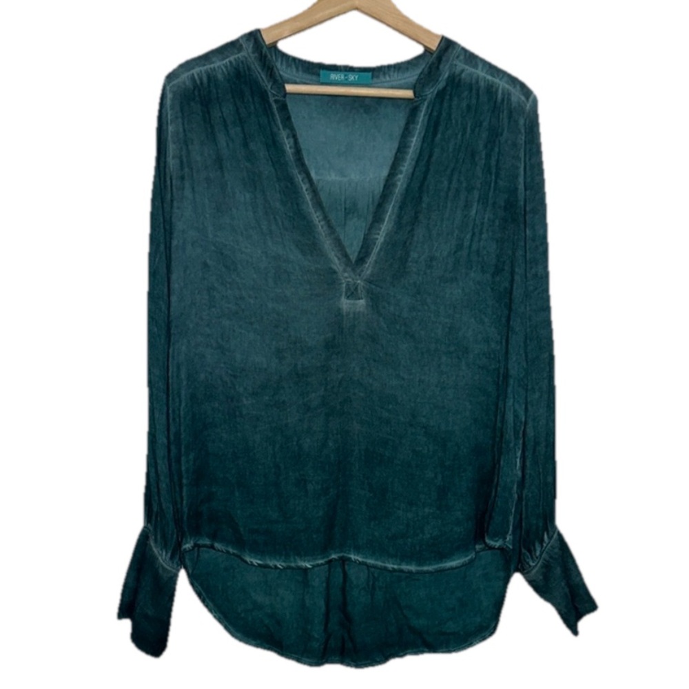 River + Sky Teal Long Sleeve Boho Blouse Sz. S